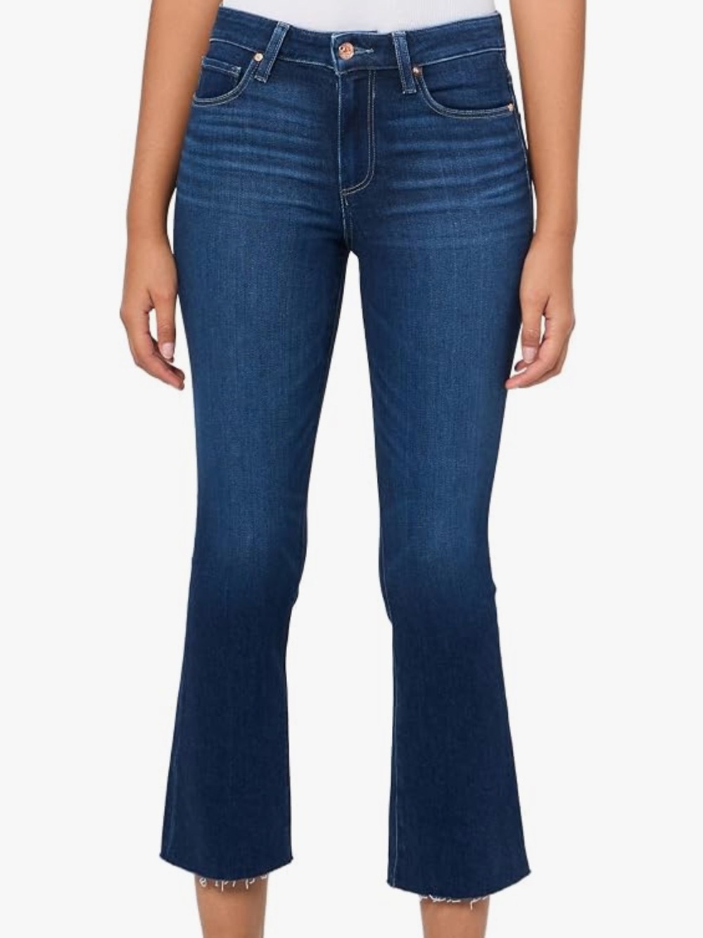 Paige Anthropologie blue Collette crop flared blue straight leg jeans sz 32 NWT